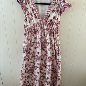 Max Studio Burgundy and White Midi Dress